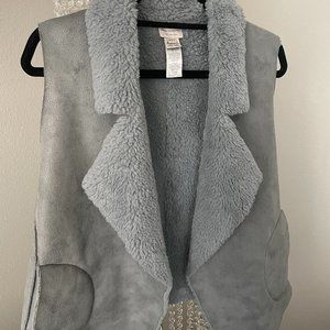 Gray Faux Shearling Vest
